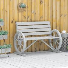 Outsunny 42 Wood Wagon Wheel Bench