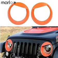 Us 13 62 12 Off Marloo For Jeep Accessories Wrangler Bezels Front Light Headlight Angry Bird Style Trim Cover Pair Orange In Car Light Accessories