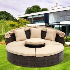outdoor patio round daybed brown