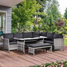 Outsunny 4 Pieces Patio Wicker Dining