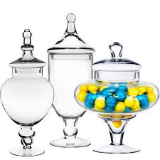 Set Of 3 Glass Apothecary Storage Jars
