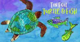 Foil Sea Turtle And Fish Collage Deep
