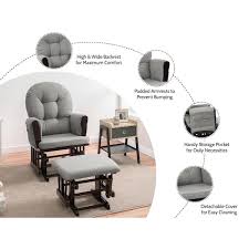 homestock espresso dark gray nursery glider and ottoman set with cushion rocker rocking chair for tfeeding maternity