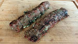 grilled lamb backstrap stuffed with