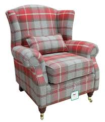Cierri buffalo plaid parsons chairs set of 2 (red) $169.99 $ 169. Wing Chair Fireside High Back Armchair Balmoral Cherry Red Check Checked Ps Ebay