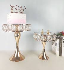 Metal Glass Crystal Gold Cake Stand