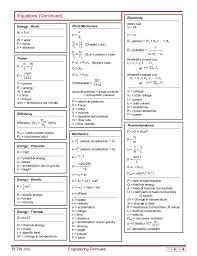 Engineering Notes Physics Formulas