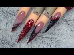 120+ best coffin nails ideas that suit everyone. Long Red And Glitter Acrylic Nails Nail And Manicure Trends