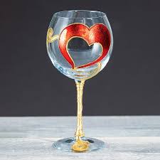 Hand Gilded Open Heart Wine Glass Uno