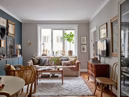 home with dark blue accent walls
