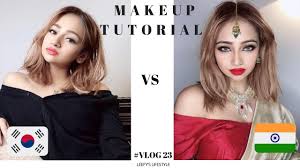 korean vs indian makeup vlog 23