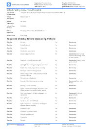 vehicle safety inspection checklist