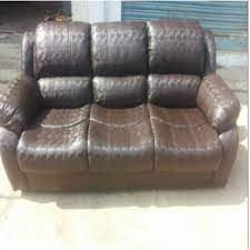 leather brown three seater sofa at best
