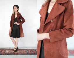 70s Suede Trench Vintage Sun Faded