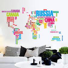 Colorful World Map Letters Removable