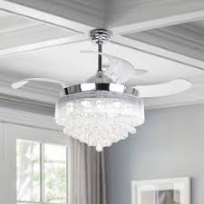Shop 46 Inch Crystal Led Ceiling Fan 4 Blades Remote And Light Kit Included 46 In On Sale Overstock 19437273