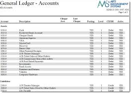 G L Chart Of Accounts Arts Management Systems