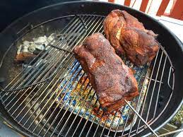 bbq pulled pork on a kettle grill