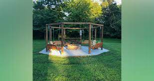 How to build your own pergola preparation. Octagon Fire Pit Swings Project By Barry At Menards