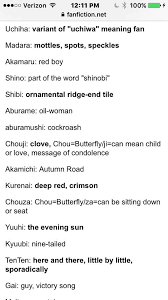 character name meanings naruto amino