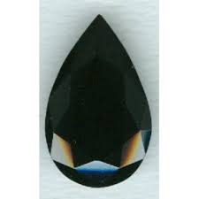Jet Glass Pear Shape Unfoiled Stone 32x20mm 1