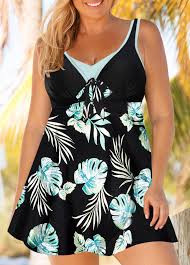 Plus Size Bowknot Detail Printed Swimdress And Shorts Modlily Com Usd 29 09