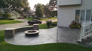 Stamped Concrete Patio With Fire Pit