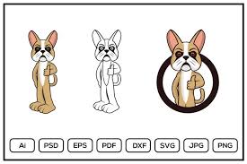 french bulldog cartoon character design