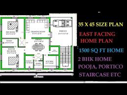 35 X 45 East Facing Home Plan 2bhk