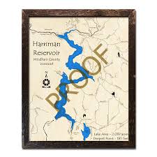 Harriman Reservoir Vt 3d Wood Topo Map