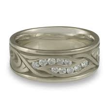 wide yin yang wedding ring with gems