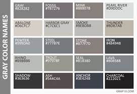 Grey Color Names Grey Colour Chart