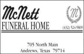 mcnett funeral home memorials and