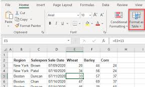 how to convert data to table in excel