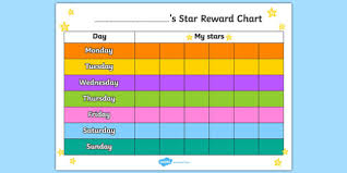 Star 7 Day Reward Chart Star Reward Chart Reward Chart