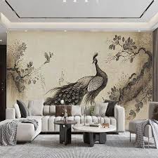 Custom Wallpaper Chinese Art Peacock