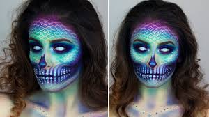 mermaid skull halloween make up