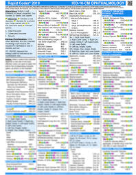Icd 10 Codes Quick Reference Charts For Ophthalmology Coding