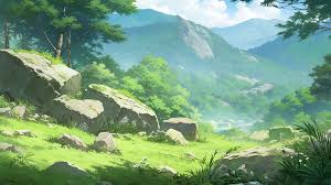 anime landscape green aesthetic