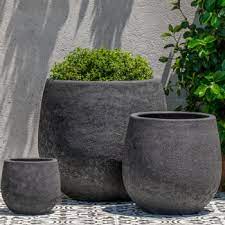 Black Ceramic Planters Kinsey Garden