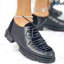 Pantofi Casual Dama Negri din Piele Ecologica Cumber