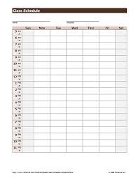 Free Printable Weekly Class Schedule Pdf From Vertex42 Com Fit