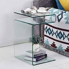 clear glass side table bent modern