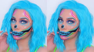 easy neon skull halloween makeup