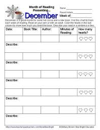 Weekly Reading Chart Log Record Sheet Month Of December English Snowflake