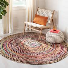 9 ft striped braided round area rug
