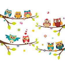 wall sticker tree owl bird pattern