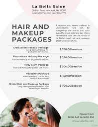 makeup pricing guide template in