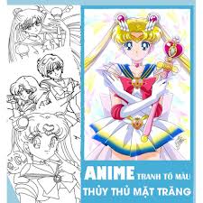 Bộ Tranh tô màu Anime Thủy Thủ Mặt Trăng được chọn mẫu - Dành cho các Fan  của Thủy Thủ Mặt Trăng yêu thích sáng tạo