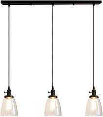 Pathson Industrial 3 Light Pendant Lighting Kitchen Island Hanging Lamps With Oval Clear Glass Shade Chandelier Ceiling Light Fixture Black Amazon Com
